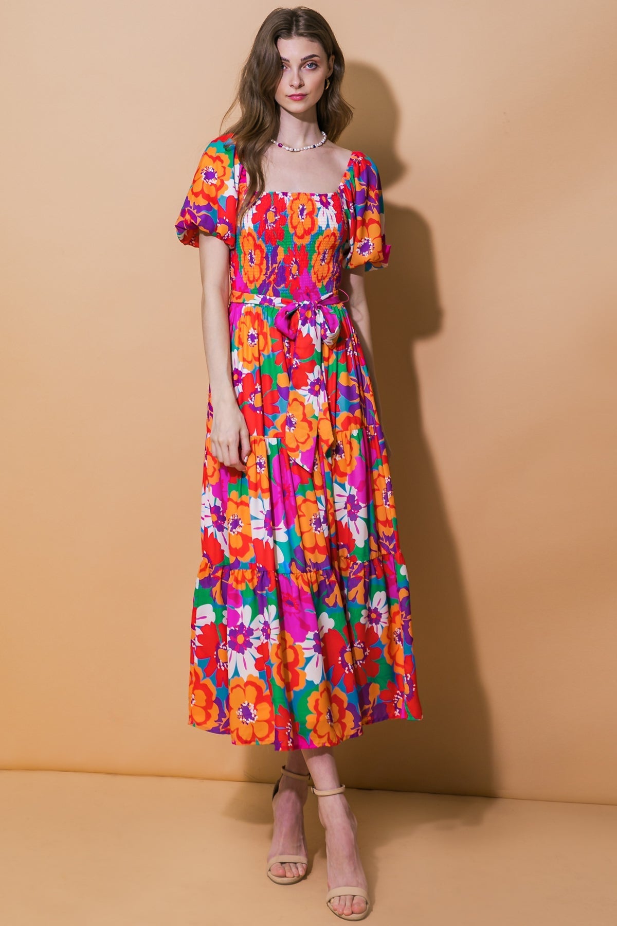 EVERYONE'S DESIRE WOVEN MIDI DRESS Flying Tomato