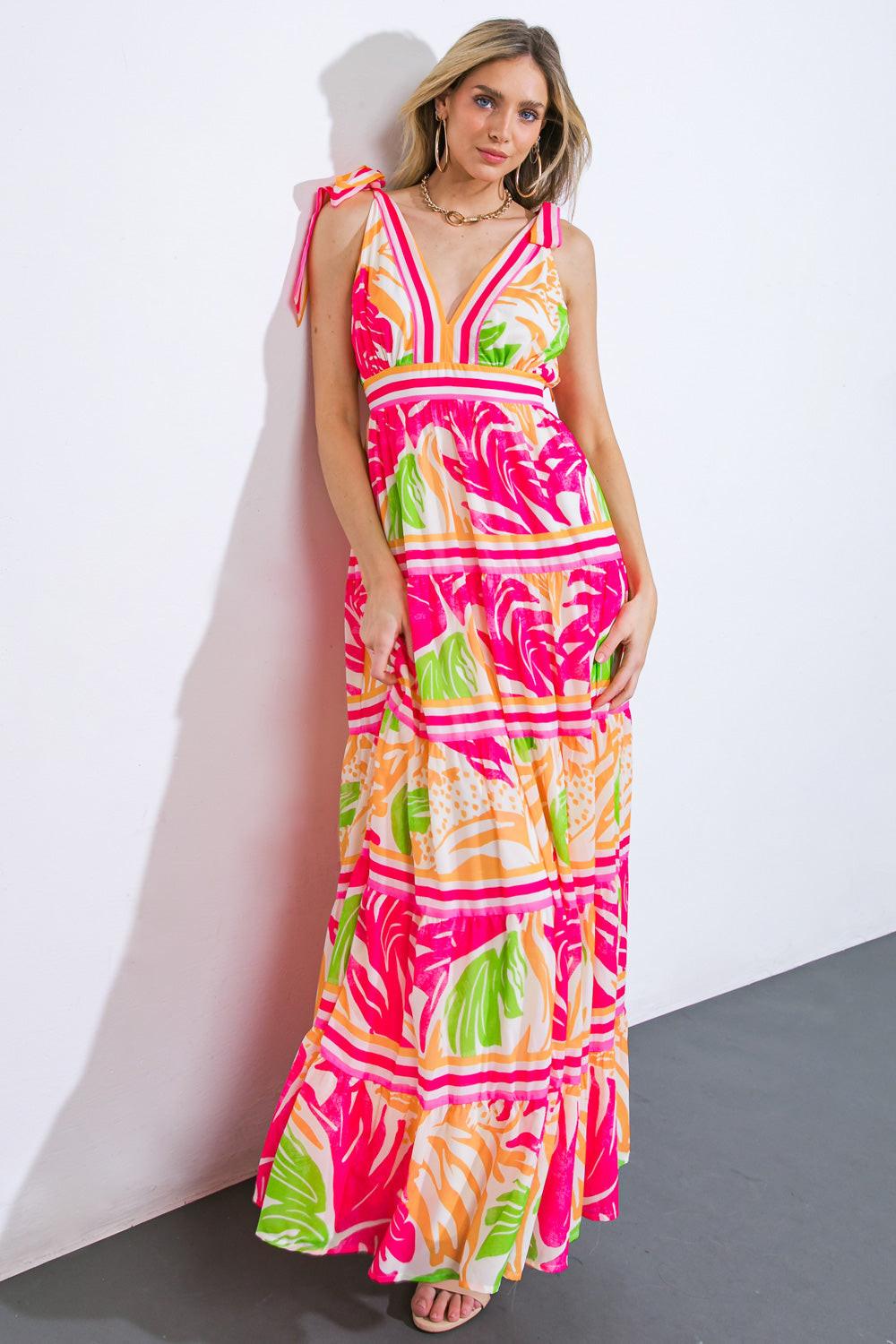 Detail of the Flying Tomato Take the Trails Woven Maxi Dress. Highlights the intricate woven pattern and quality fabric textu