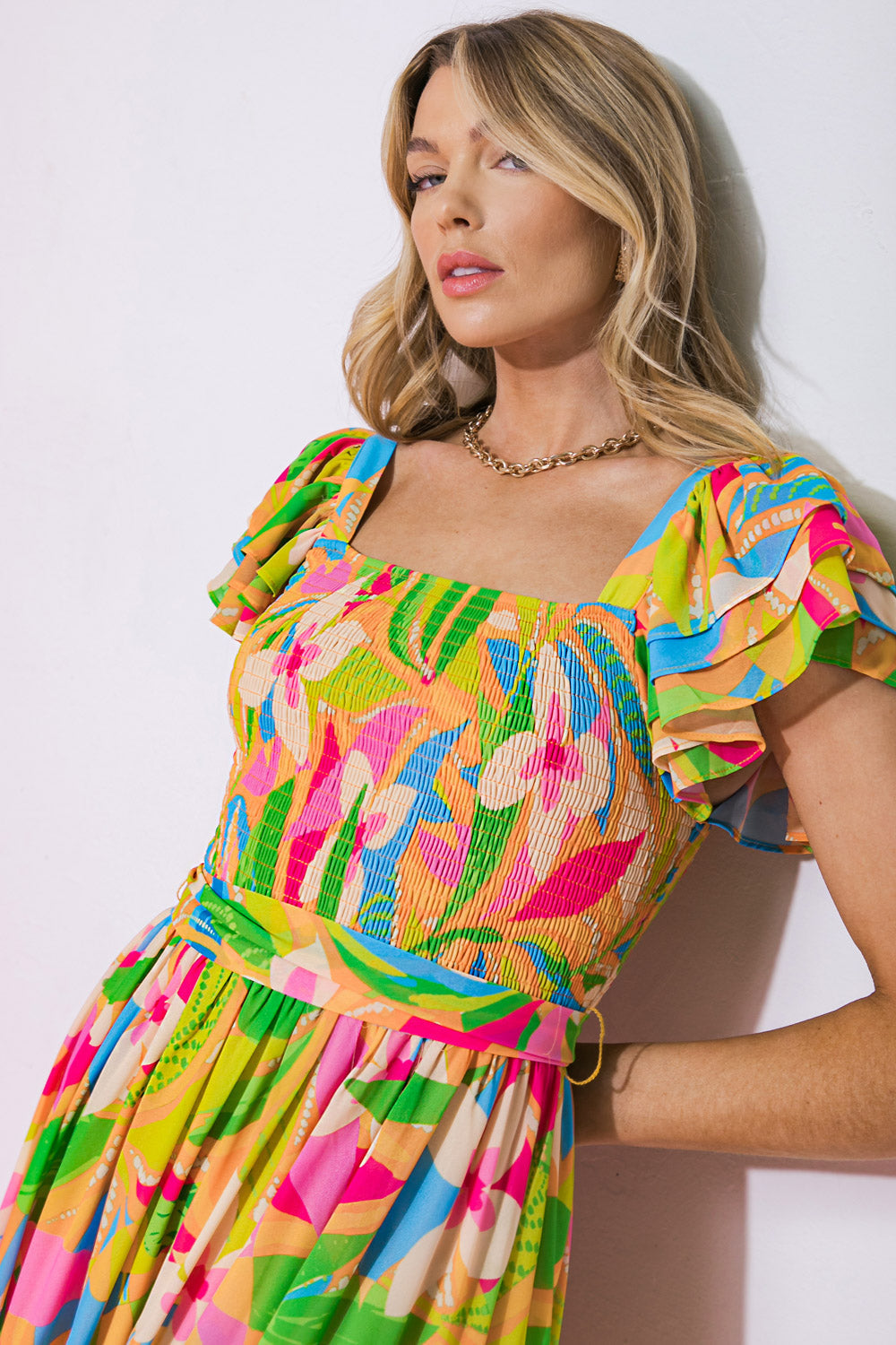 LOOK YOUR BEST WOVEN MIDI DRESS Flying Tomato