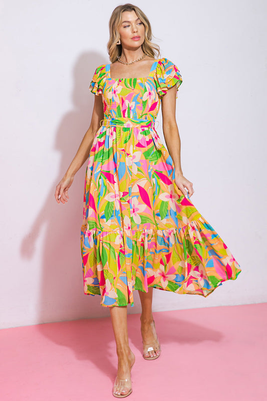 LOOK YOUR BEST WOVEN MIDI DRESS Flying Tomato