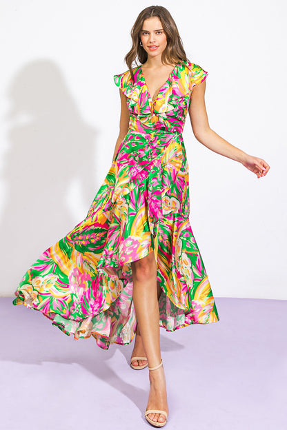 THE TIME IS RIGHT WOVEN SATIN MAXI DRESS