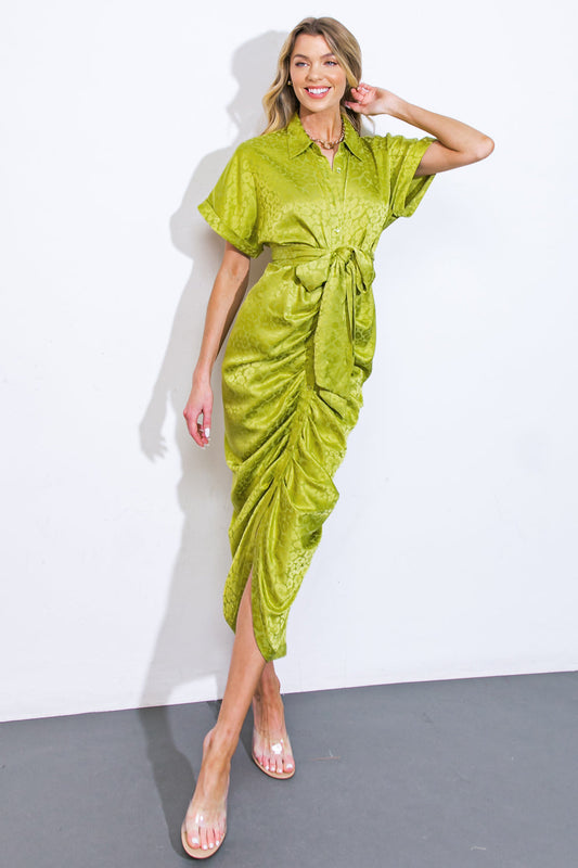 COMING TO MY SENSES WOVEN SATIN MIDI DRESS Flying Tomato