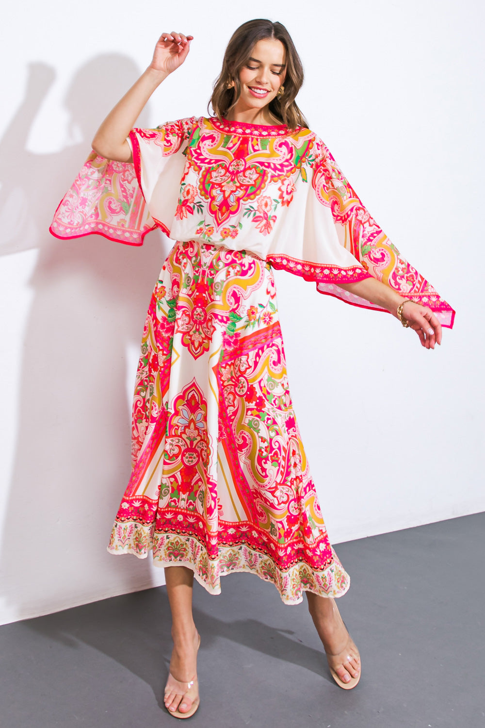 STUCK ON YOU WOVEN MIDI DRESS Flying Tomato