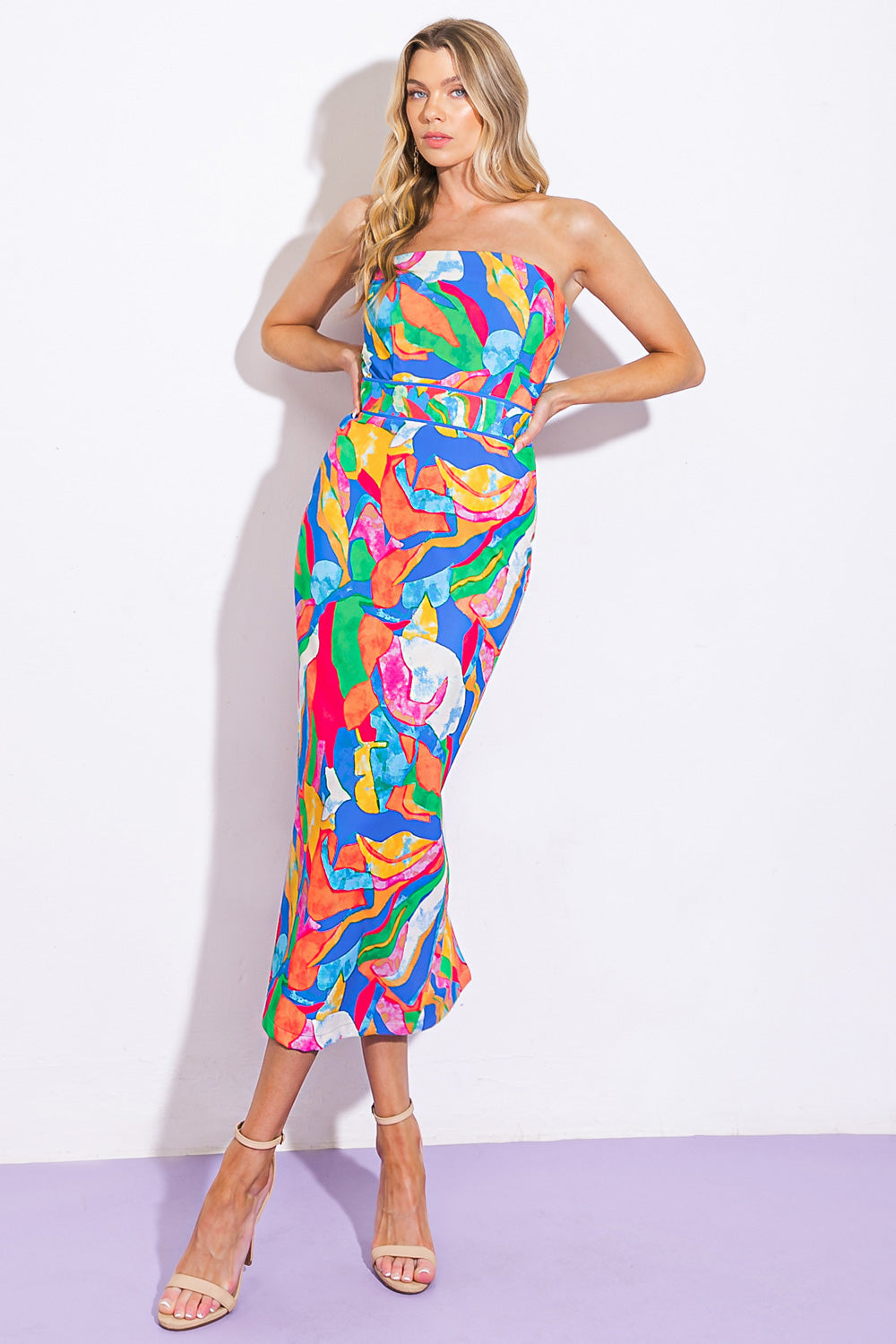 SEEKING SUN PONTI MIDI DRESS Flying Tomato