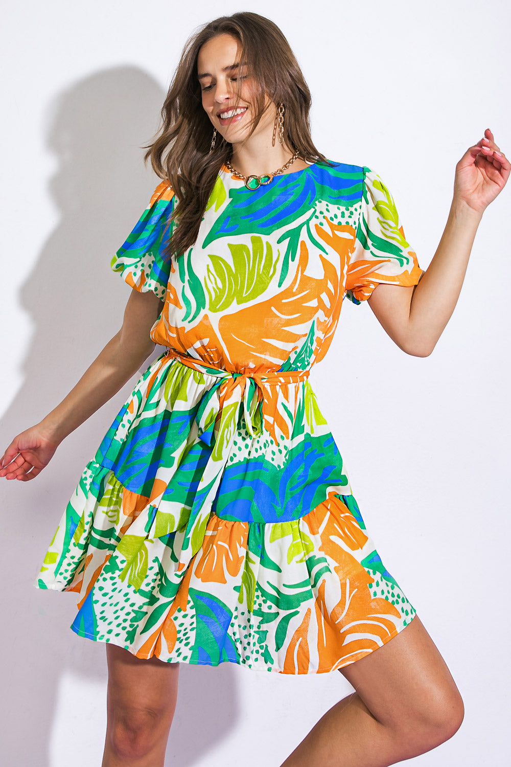 LISTEN TO THE MUSIC WOVEN MINI DRESS Flying Tomato
