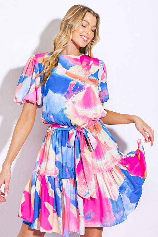 BAYSIDE BRUNCH WOVEN MINI DRESS Flying Tomato