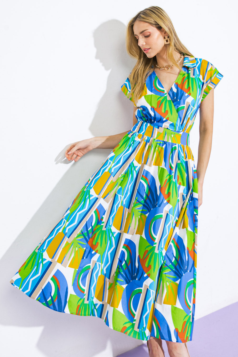 SUMMER MIRAGE WOVEN MIDI DRESS