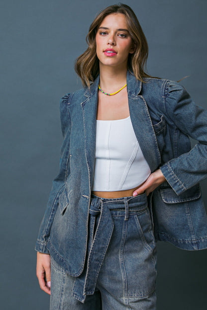 GIVE IT YOUR ALL DENIM BLAZER