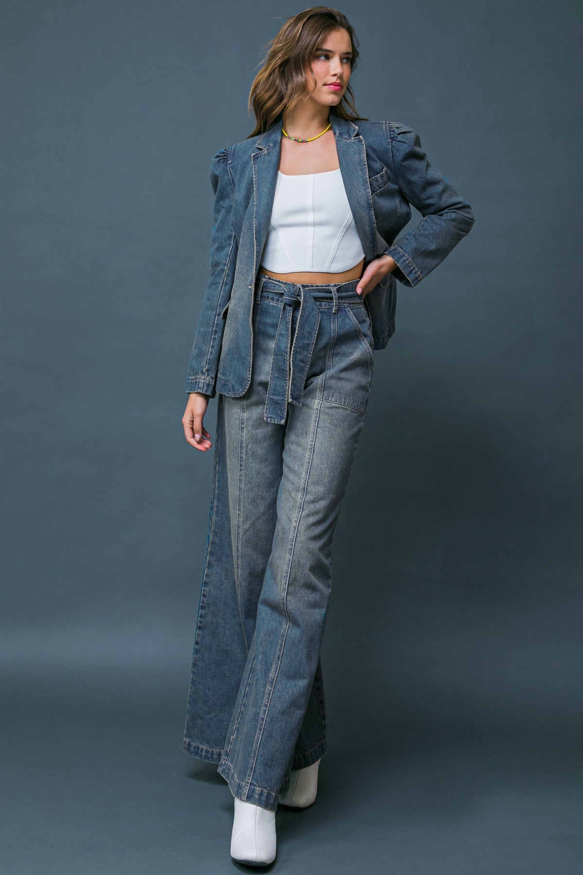 GIVE IT YOUR ALL DENIM BLAZER Flying Tomato