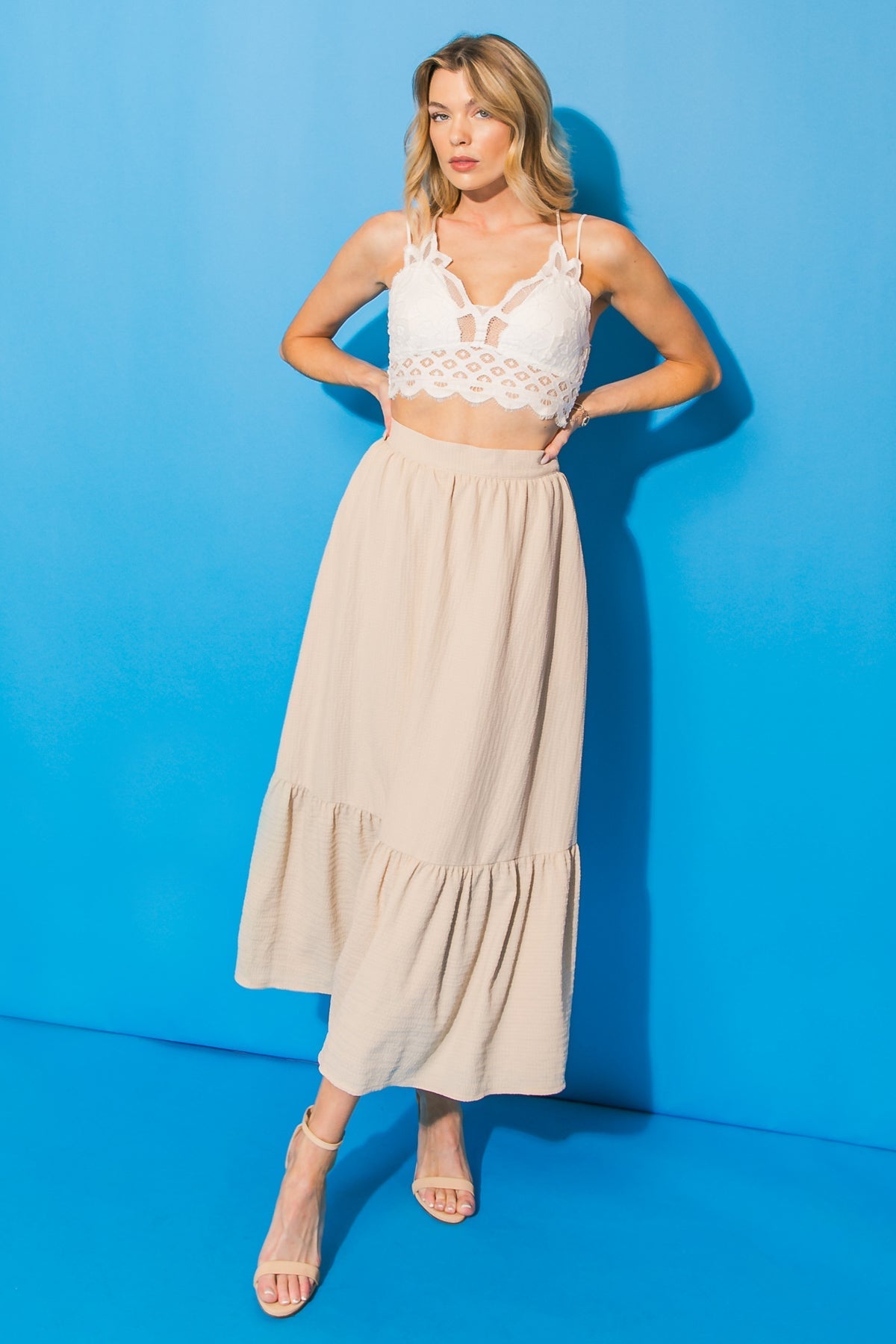 LOVELY MOOD WOVEN MIDI SKIRT Flying Tomato