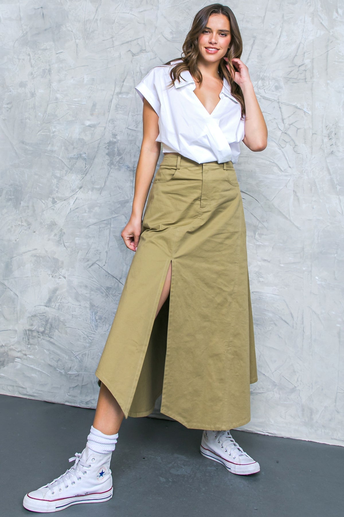 COMPLETE CRUSH TWILL MIDI SKIRT Flying Tomato