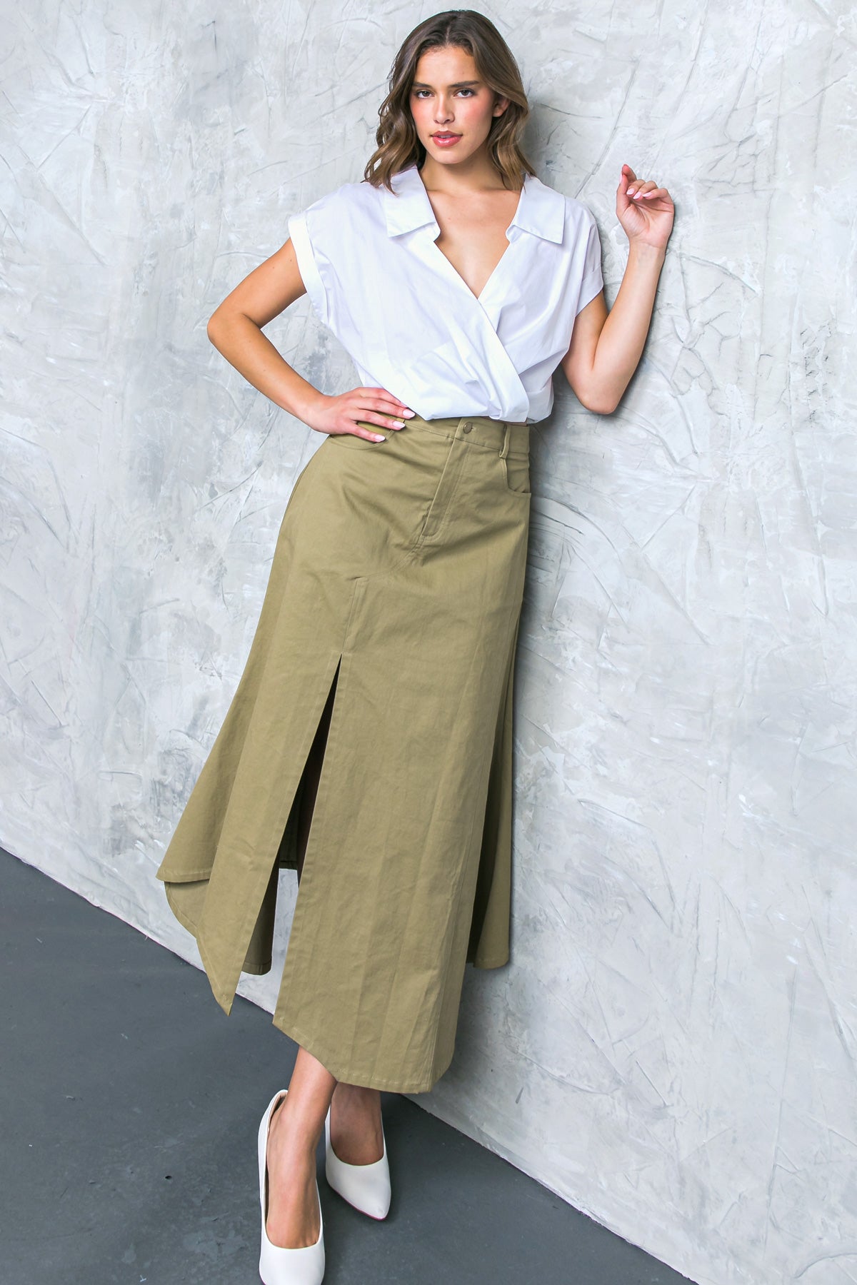 COMPLETE CRUSH TWILL MIDI SKIRT Flying Tomato