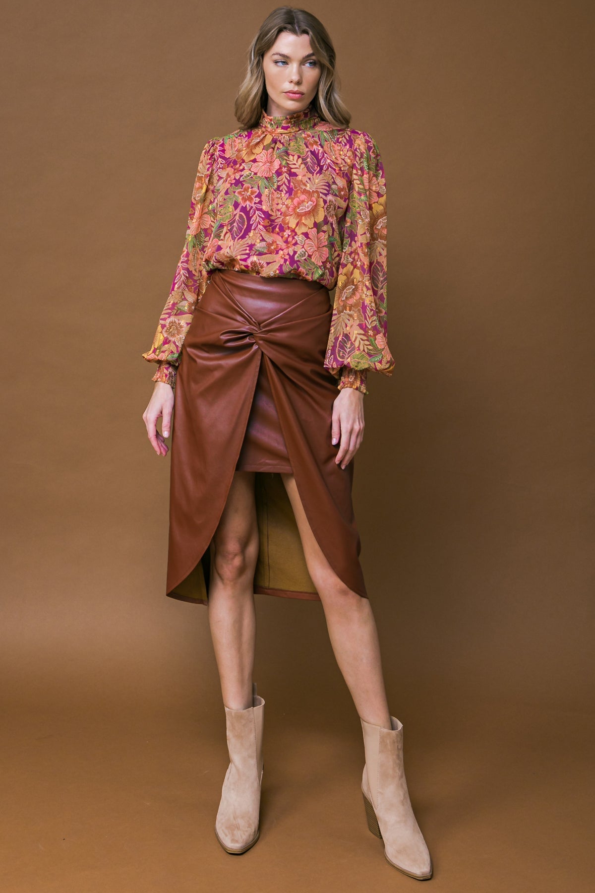 CHOOSE US LEATHER MIDI SKIRT Flying Tomato