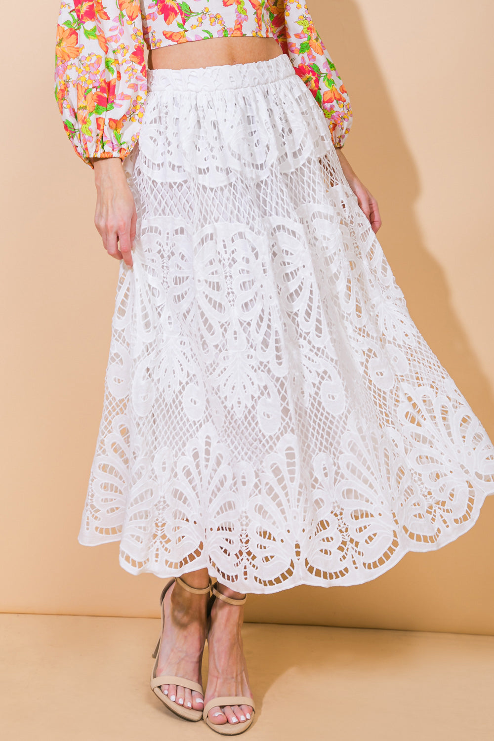 DREAMY NIGHTS WOVEN MIDI SKIRT