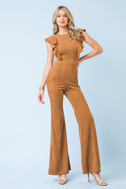 SENSATIONAL SWEETHEART SUEDE JUMPSUIT