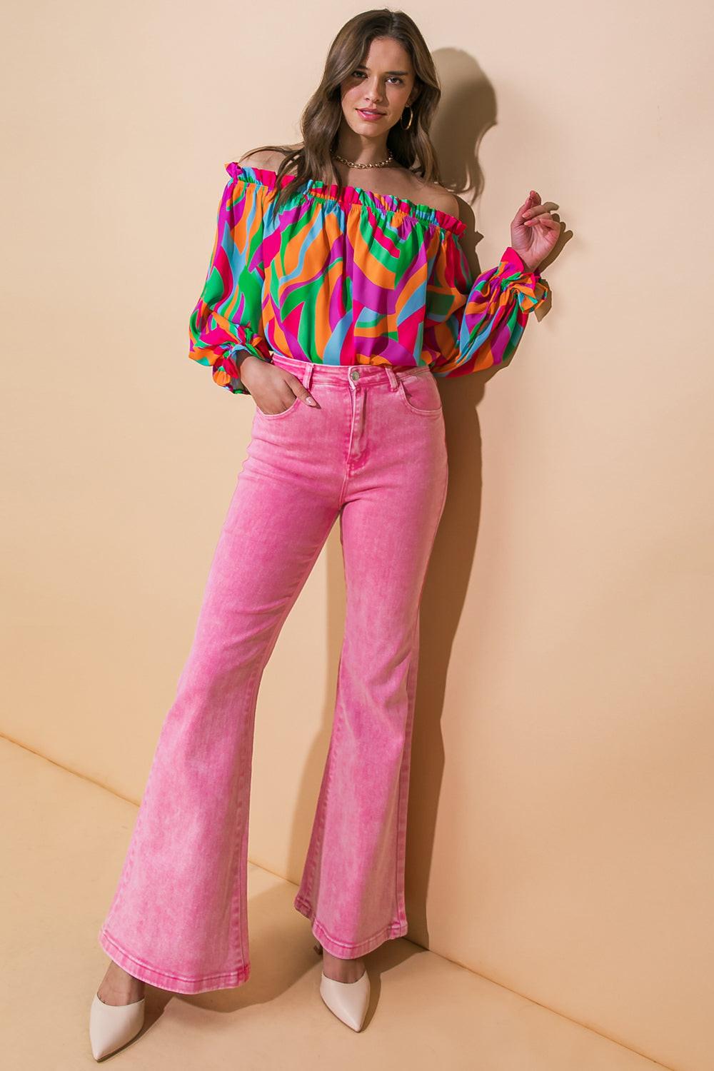 Flying Tomato COMING TOGETHER TWILL PANTS, a side view showcasing the comfortable fit and silhouette of the pants.