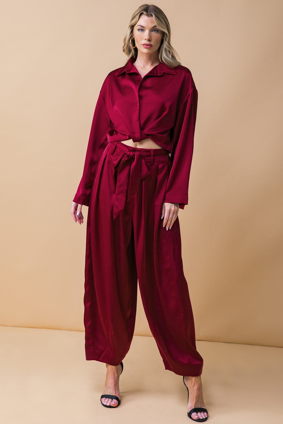 POWERFUL CHARM WOVEN SATIN PANTS