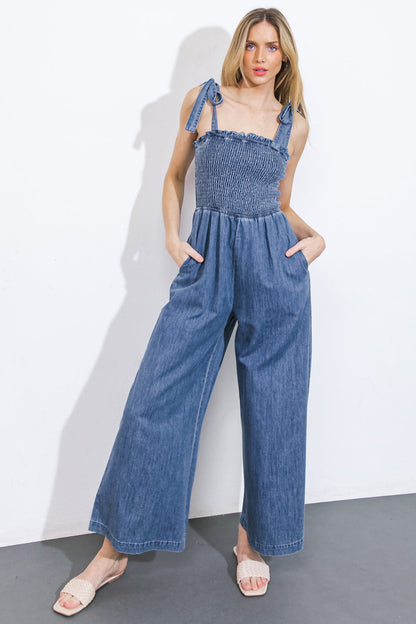 GETTING IT DONE DENIM JUMPSUIT