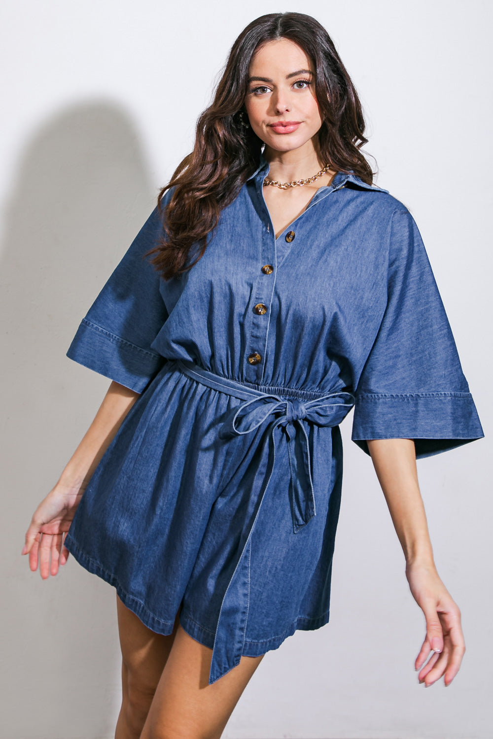 SEIZE THE DAY DENIM ROMPER Flying Tomato