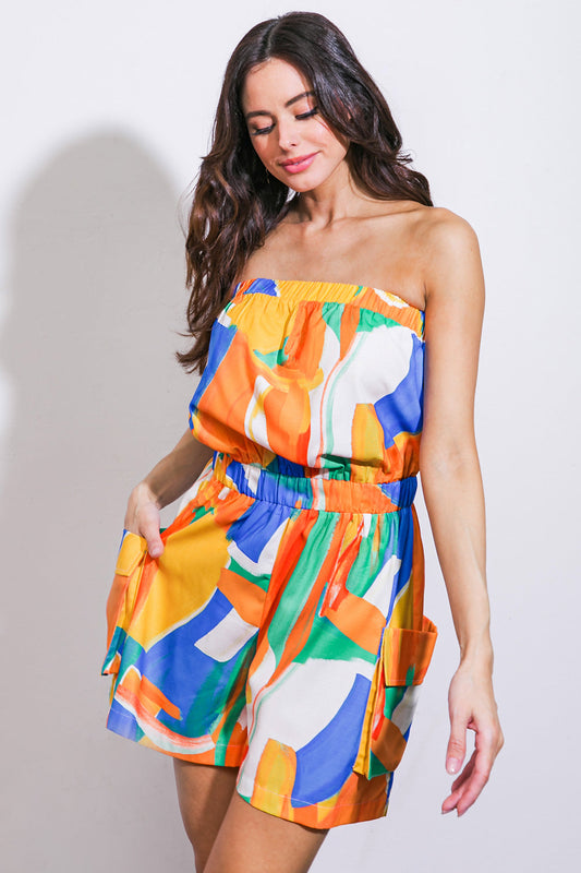 VIVID IMAGINATION WOVEN ROMPER Flying Tomato