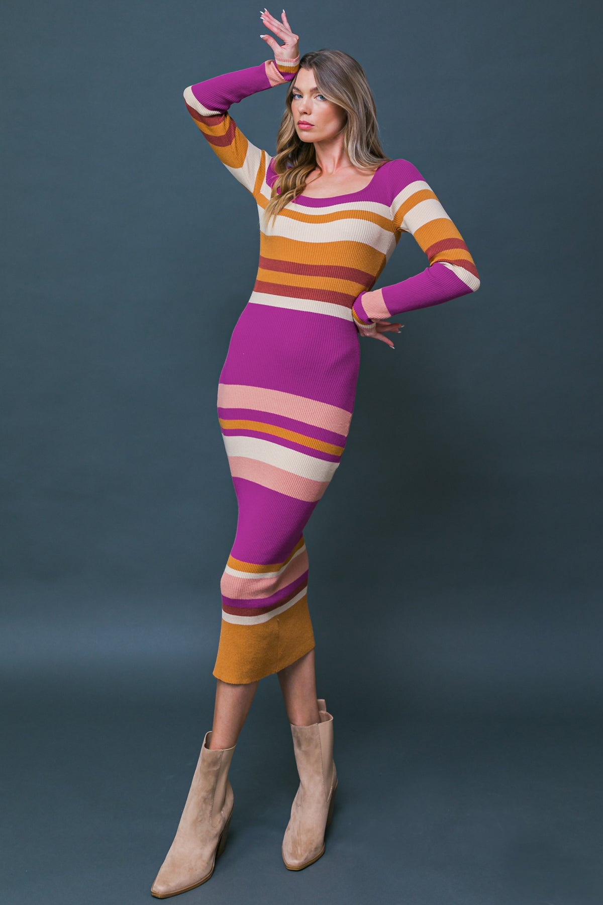EVENING OF ELEGANCE SWEATER MIDI DRESS Flying Tomato
