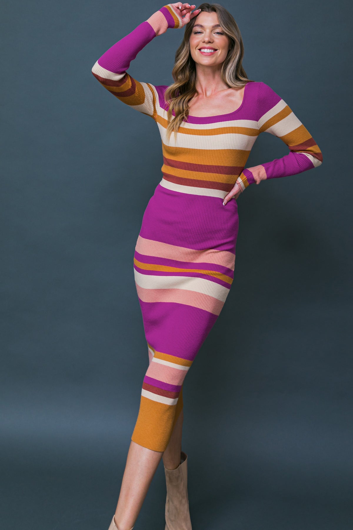 EVENING OF ELEGANCE SWEATER MIDI DRESS Flying Tomato