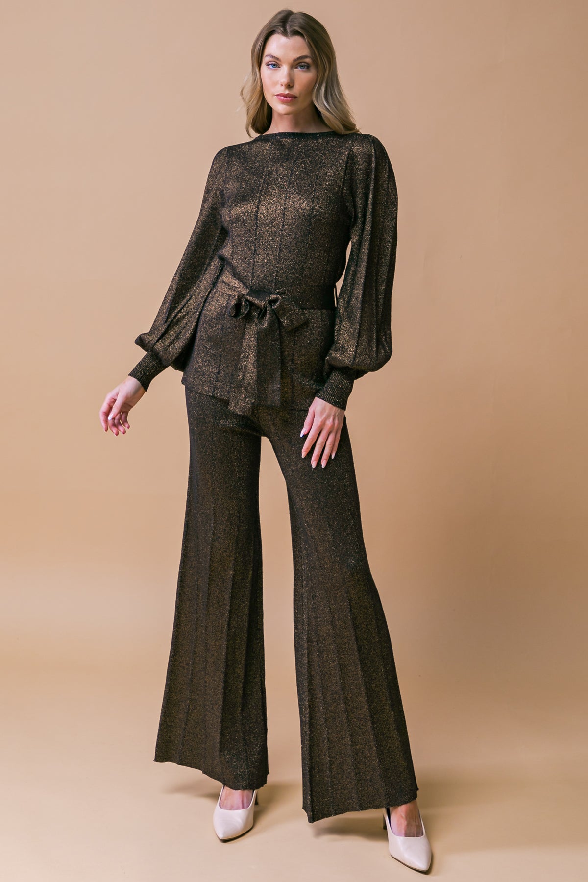 STUNNING STANCE METALLIC SWEATER TUNIN AND PANT SET Flying Tomato
