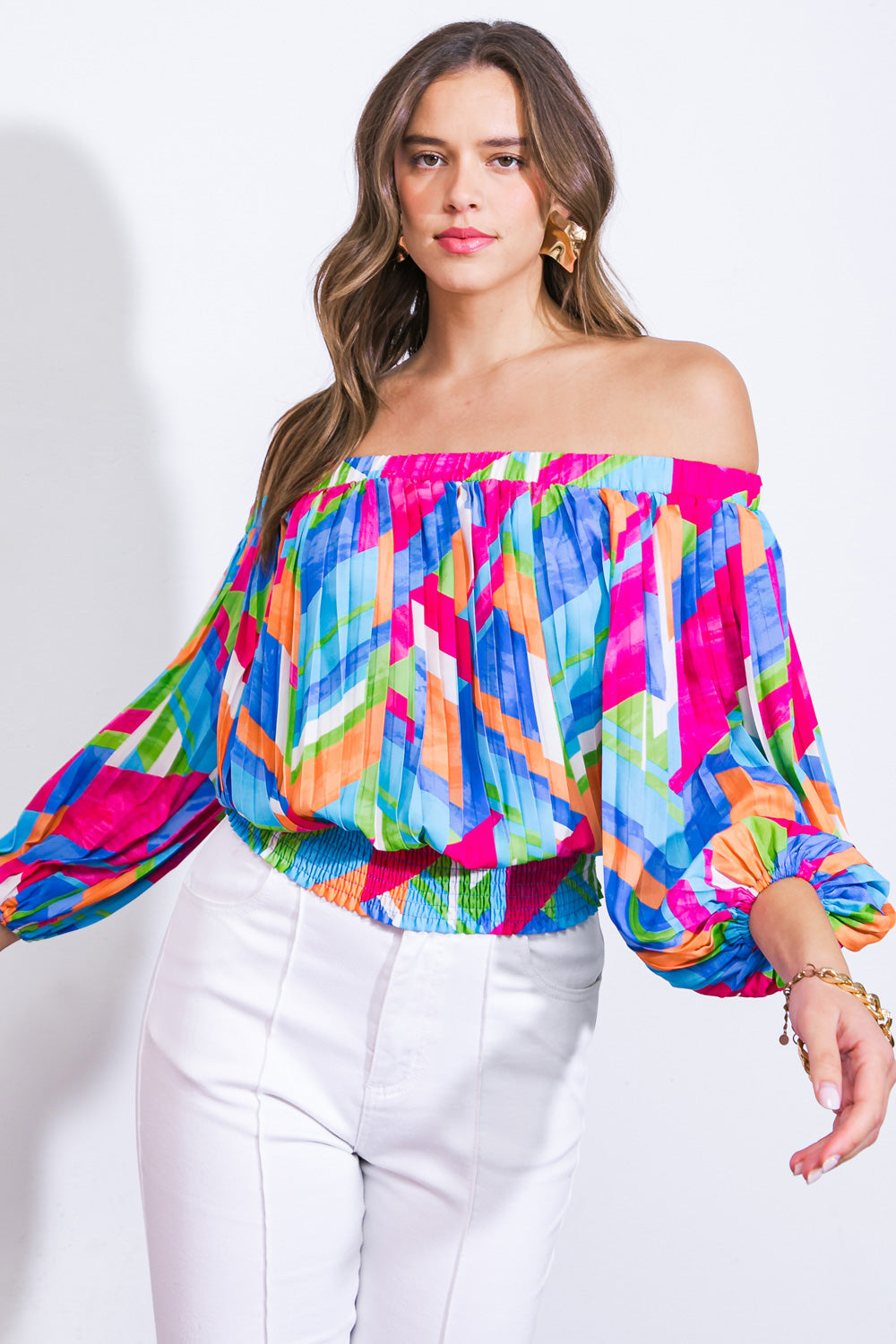 FROSTED UPON WOVEN TOP Flying Tomato