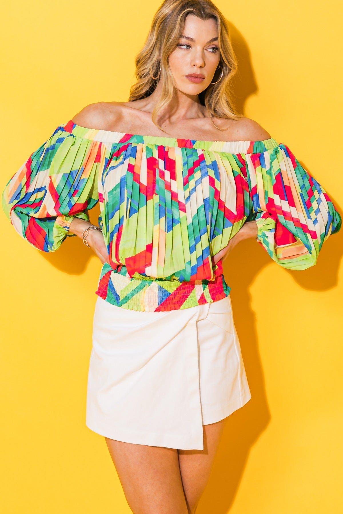 FROSTED UPON WOVEN TOP Flying Tomato