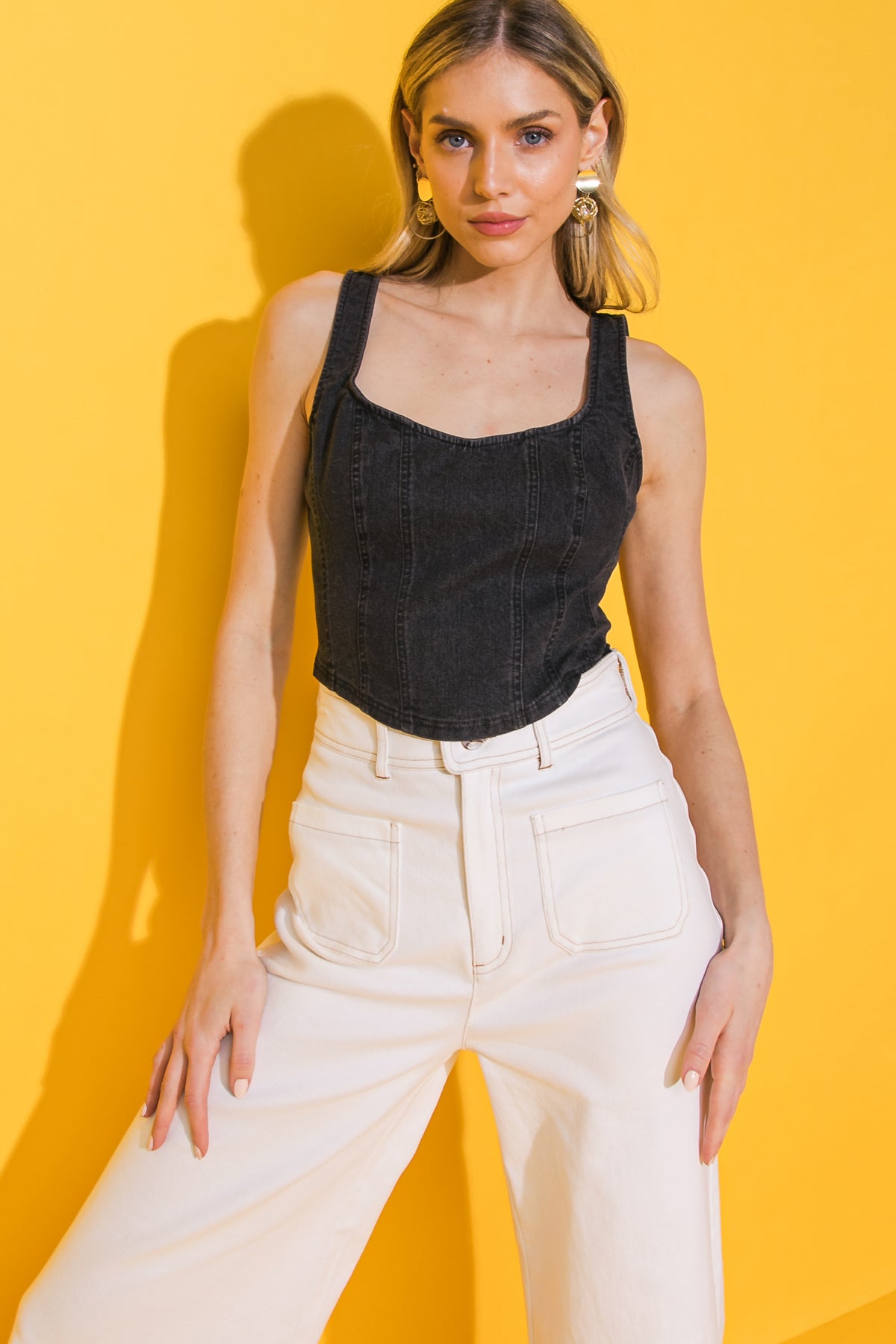 ALL AHEAD DENIM CROP TOP