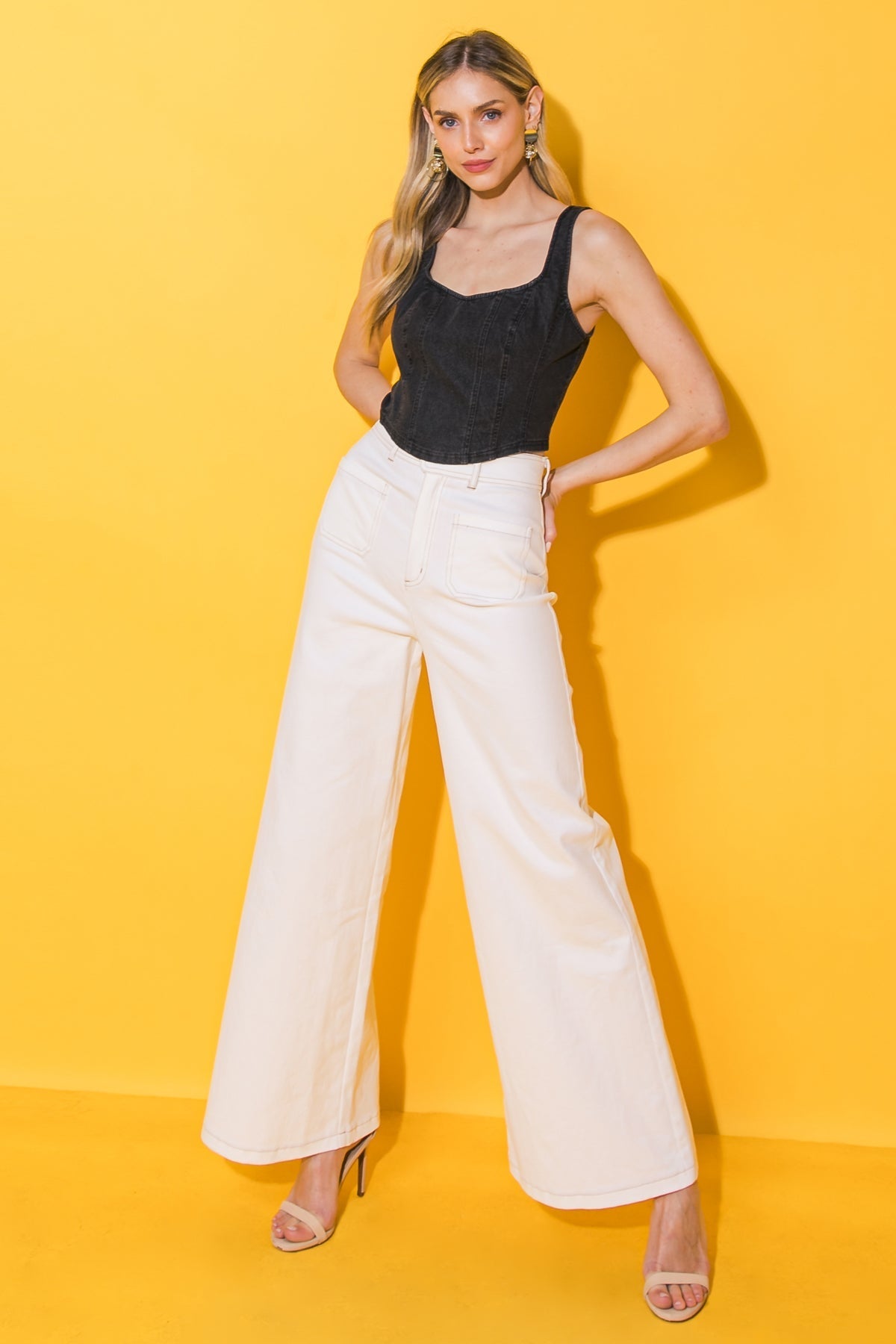 ALL AHEAD DENIM CROP TOP Flying Tomato