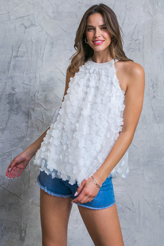 UPDATED CHIC MESH APPLIQUE TOP Flying Tomato