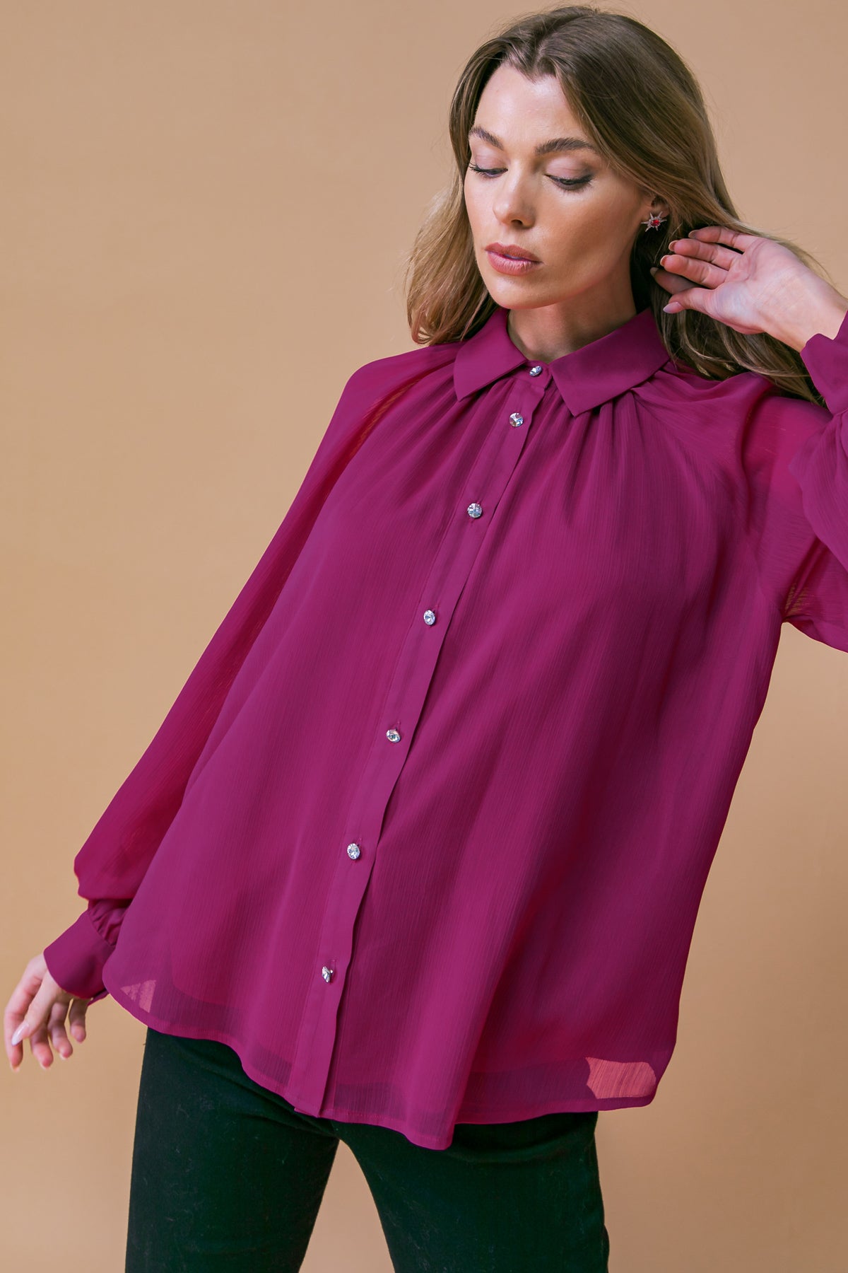 MIDNIGHT CHIC WOVEN TOP Flying Tomato