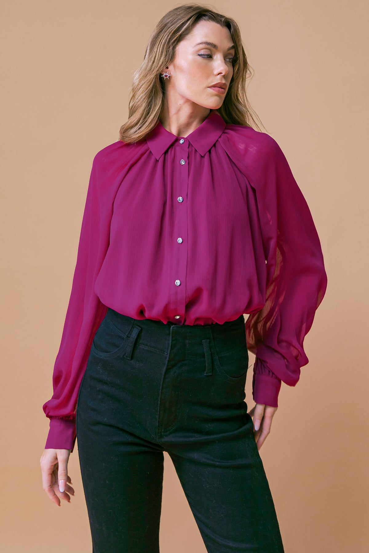 MIDNIGHT CHIC WOVEN TOP Flying Tomato