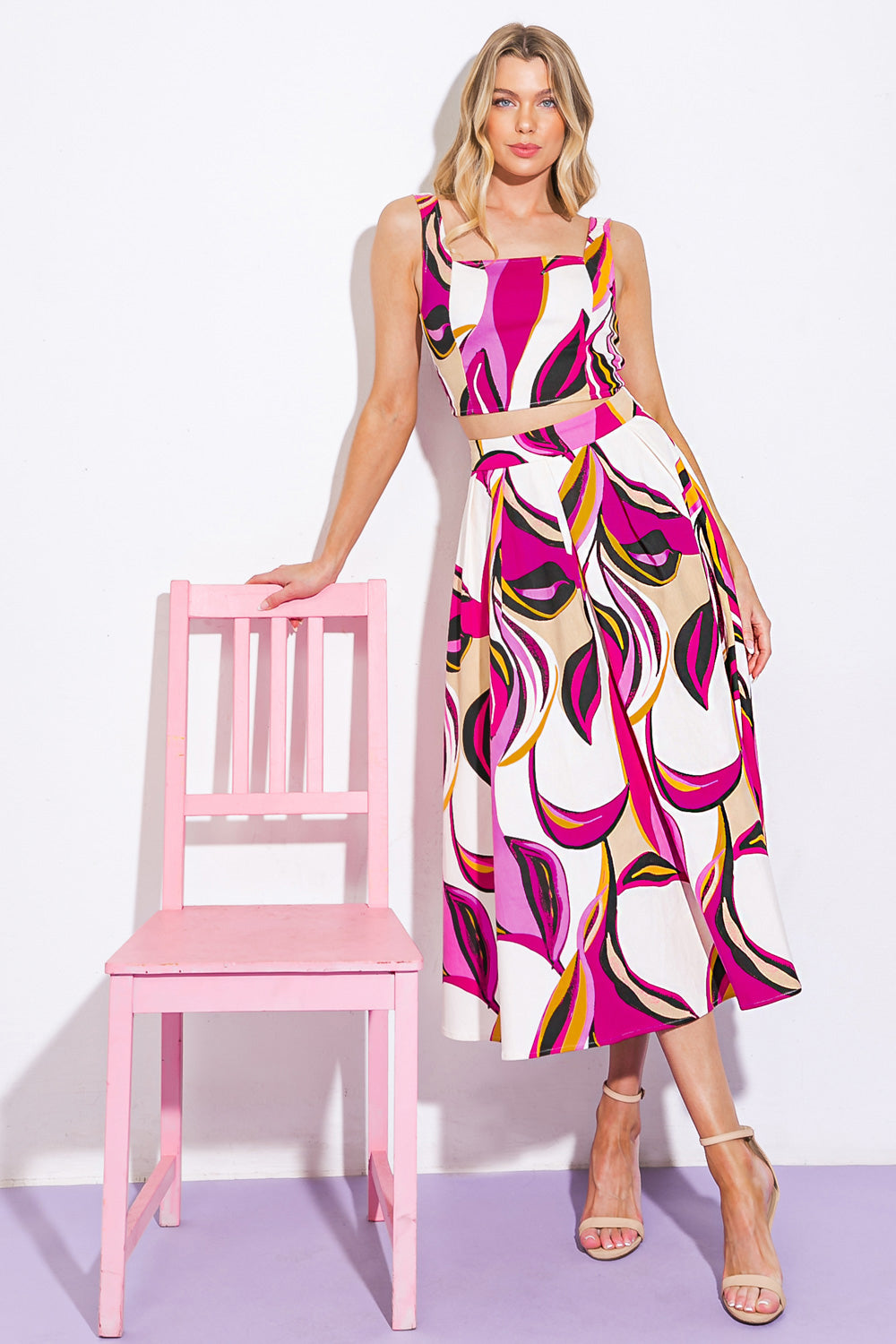 COCKTAIL CLUB WOVEN TWILL TOP AND SKIRT Flying Tomato