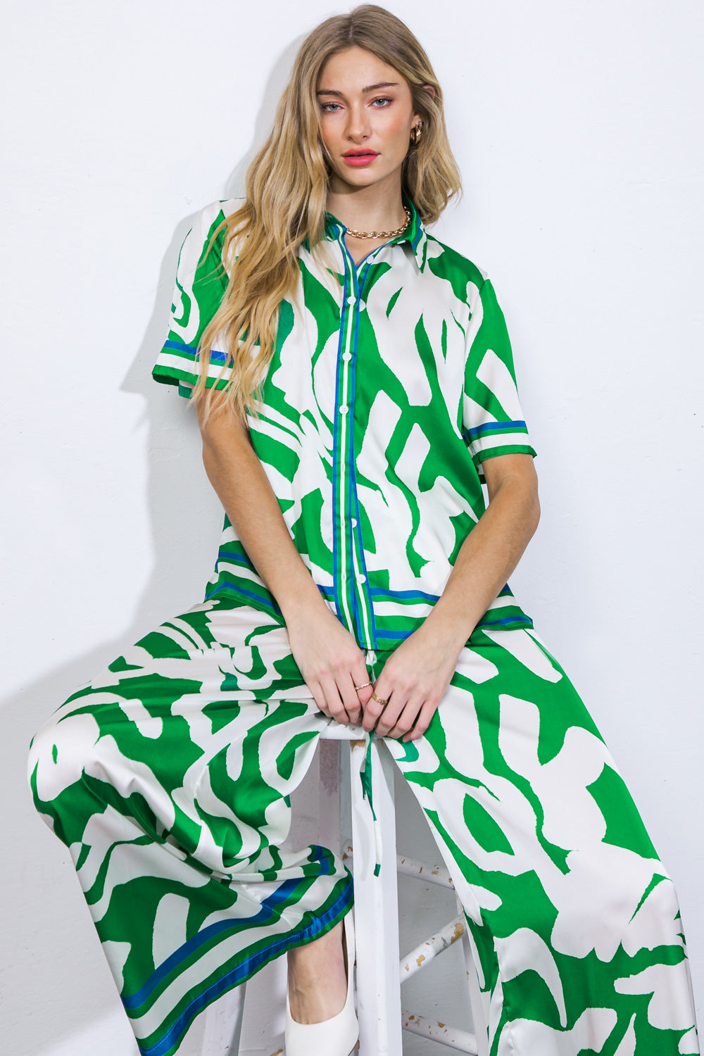 THE KEY TO CHIC WOVEN SATIN TOP Flying Tomato