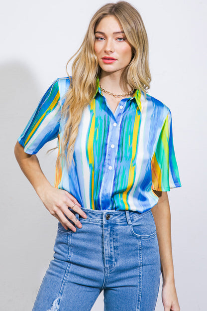 TAKE ME DANCING WOVEN SATIN TOP