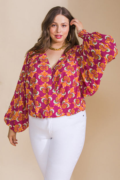 Starting Over Woven Bodysuit Surplice Neckline Sleeves