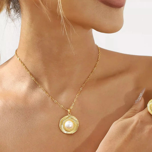 Alloy Pearl Pendant Necklace Simply Love