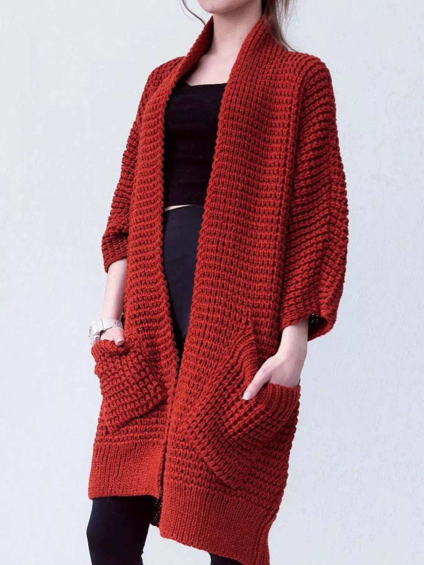 Full Size Chunky Knit Open Front Cardigan Plus Size Simply Love