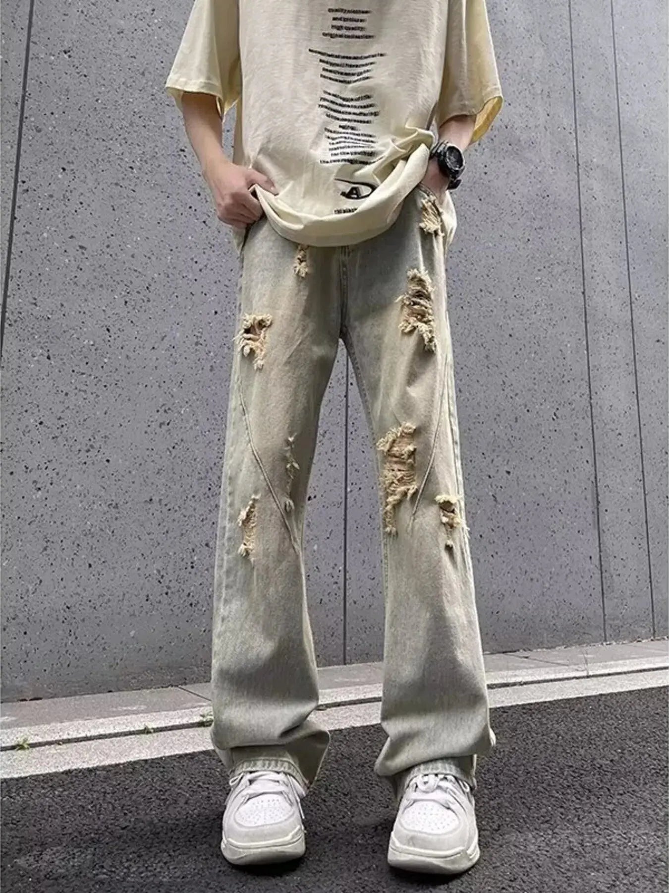 Men's Full Size Ripped Distressed Straight Leg Jeans Plus Size Simply Love