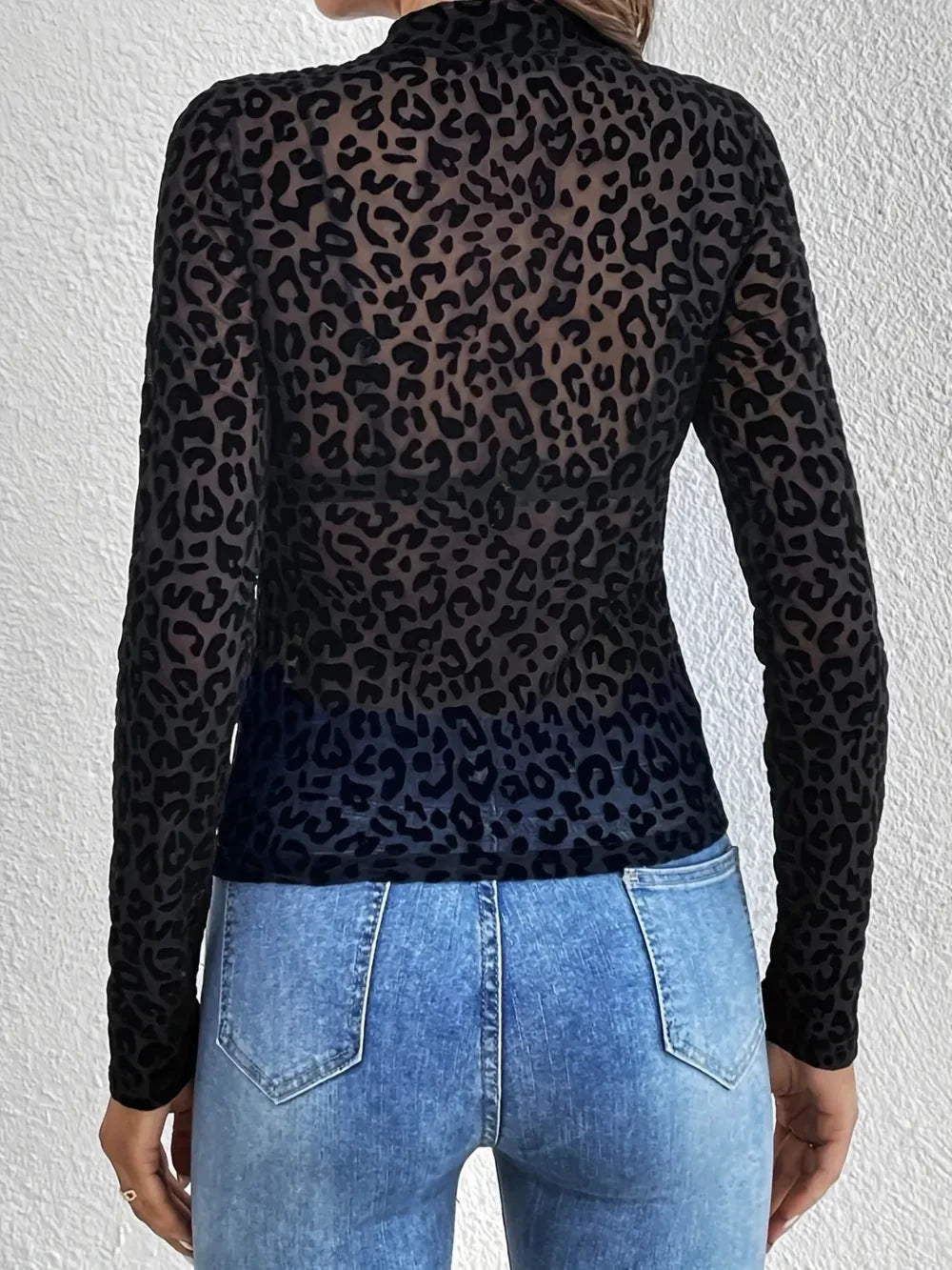 Leopard Mock Neck Long Sleeve Top Coco’s Tee Boutique