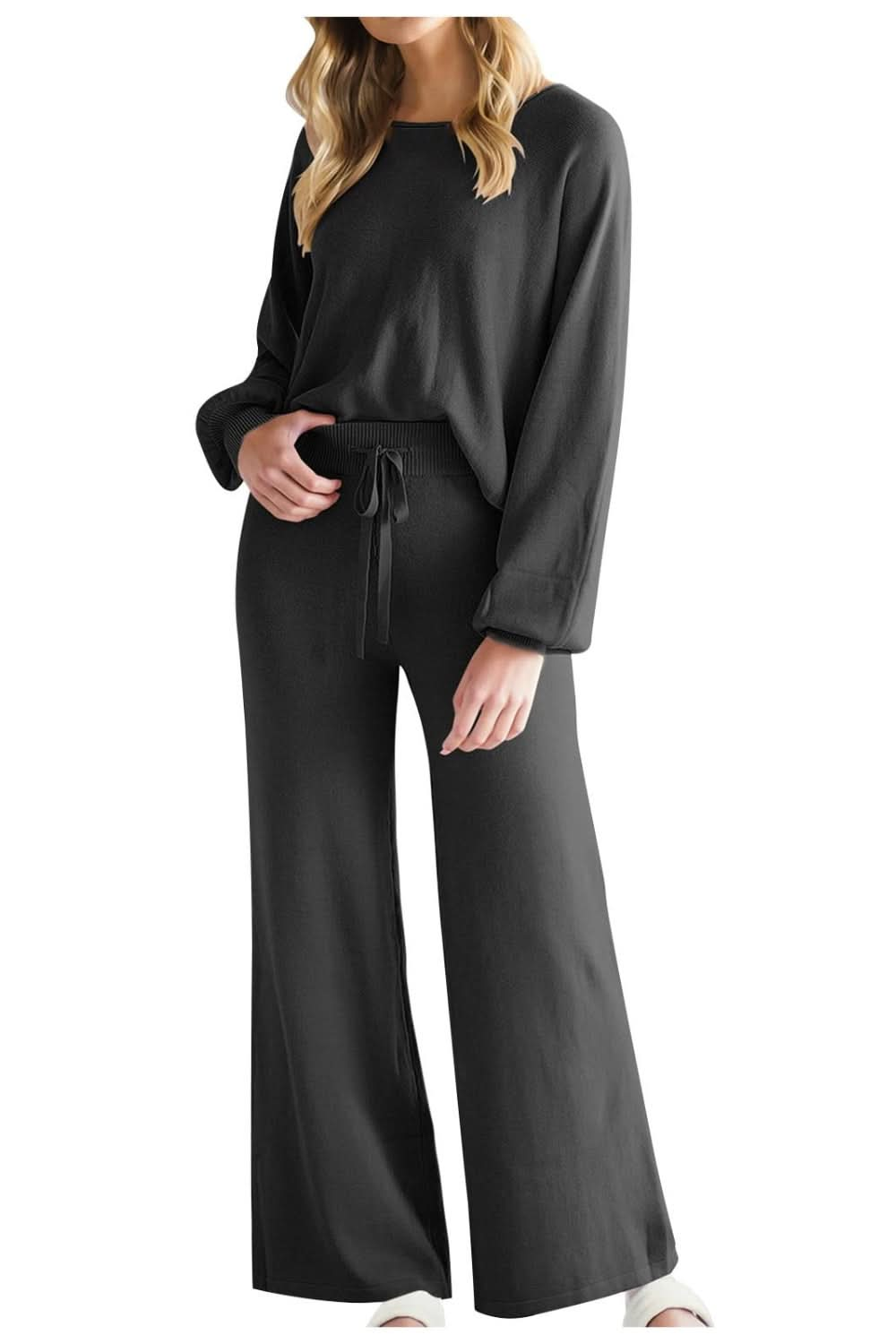 Sleek Basic Two-Piece Long Sleeve Top and Pants Set