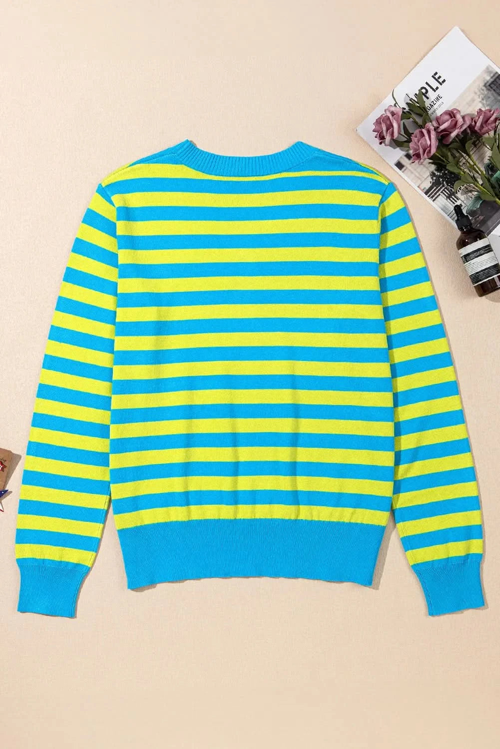 Striped Round Neck Long Sleeve Sweater