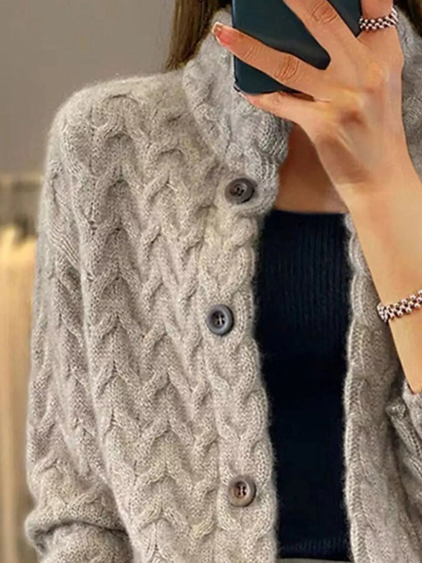 Textured Knit Button-Down Cardigan Simply Love