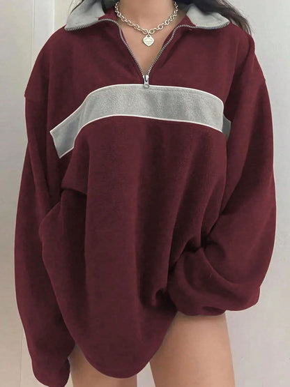 Cozy contrast long sleeve sweatshirt with dropped shoulders