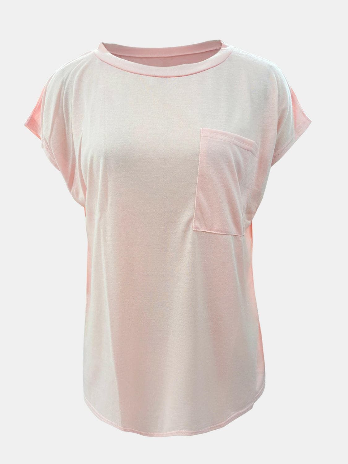 Full Size Round Neck Cap Sleeve T-Shirt.