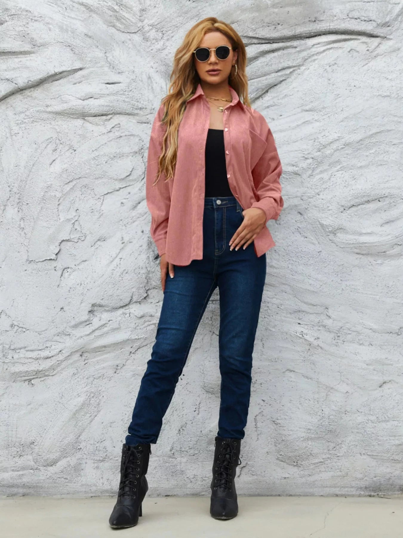 Corduroy Button Up Shirt With Pockets For All Seasons Simply Love