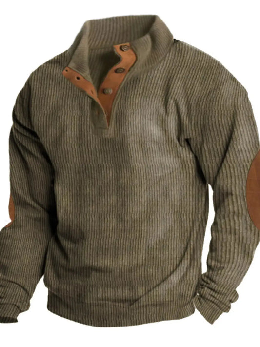 Men's Full Size Vintage Corduroy Long Sleeve Top Plus Size Simply Love