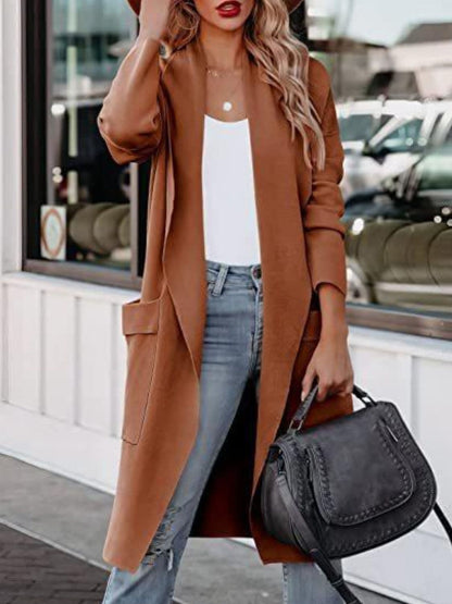 Open Front Dropped Shoulder Outerwear.